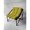 Кресло мягкое удобное для отдыха, уличное, на балкон, веранду, в стиле лофт, минимализм, Слэш ++ велюр жёлтый