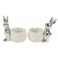 Набор Hoff Interieur 2 подставки для яйца с зайцами, серебро SILBERGLANZ 9x7x10см фарфор