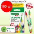 Комплект 100 шт, Восковые мелки BRAUBERG KIDS, набор 24 цвета, 271697