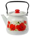 Чайник «Маки», 3,5 л, эмалированная крышка, цвет белый