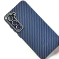 Чехол для Samsung S23 c MAGSAFE из ударопрочного пластика под карбон Luxo синий