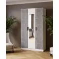 Шкаф распашной с зеркалом 210*120*51 см Белый/ателье светлое