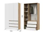 Шкаф для одежды 3х створчатый с ящиками Хелен ШК-06 (1200х2080х460) цвет Дуб крафт золото - Белый Стендмебель