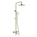 Душевая стойка Rose R3936G с тропическим душем, со смесителем, с изливом, латунная, золотая, рычаг сбоку с лейкой матовая