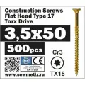Конструкционный саморез по дереву 3.5х50 потай, TX15 SEWMETIZ (500 шт)