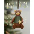 Елочная игрушка Мишка, полирезин, 6,5 см, коричневый/зелёный