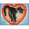 Алмазная мозаика Белоснежка Валентинка / Набор алмазной мозаики 30х40 см / На подрамнике / Полная выкладка / Животные / Кошки / Сердечко