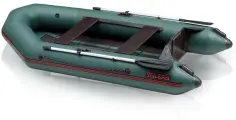 Моторная лодки ПВХ Тайга-290Р со встроенной реечной сланью, двухместная, зеленый цвет
