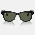 Экшн-очки с камерой Ray-Ban Wayfarer, оправа блестящий черный, линзы зеленые, размер M
