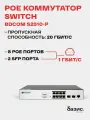 Управляемый PoE коммутатор switch (свитч) BDCOM S2510-P, 8 портов RJ45 1000 Мбит/с , 2 порта под (SFP), PoE 802.3af/at до 130W
