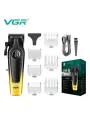 Машинка для стрижки волос VGR V-196, LED дисплей, 6 насадок, жёлтая