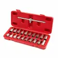 Набор головок ROSSVIK ST095, для маслосливных пробок, 21 предмет, кейс, сталь, цвет серебристый/красный