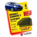 Каркасные шторки на магнитах для автомобиля Renault Sandero 2, Stepway (Рено Сандеро, Степвей) 2014-2022, автошторки на передние стекла, Cobra Tuning - 2 шт.