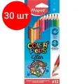 Комплект 30 наб, Карандаши цветные Maped COLORPEPS STAR, трехгранные, дерево,12цв/наб,183212