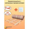 Теплый пол электрический Теплософт под плитку 9 м2 с электронным терморегулятором. Нагревательный мат 9м. кв.