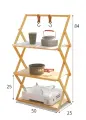 Складной туристический стеллаж из бамбука, 3 полки и перекладина, натуральный, 84х50 см