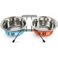 Миска металлическая на подставке Water&Food, 2*1,7л, Triol