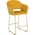 Стул полубарный, барный стул со спинкой для кухни Oscar Линк желтый + ножки золото