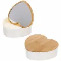 Зеркало-органайзер настольное КНР с бамбуковой крышкой Брамингем цвет белый, 16х14,5х5 см, коробка