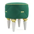 Пуфик Дубай Круглый на Высоких ножках Велюр зеленый / ножки - слоновая кость Djivani