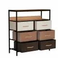 Комод Leset Локи 6 ящиков с полкой, Каркас Коричневый, Бежевый/Светло-коричневый/Темно-коричневый