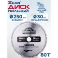 Диск пильный по дереву XCAN, 250х2.5х30х80T