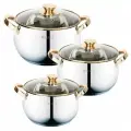 Набор посуды Kelli KL-4297 6 предметов объем 2,1л 3,0л 4,0л золото ручки