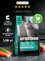GO'KITCHEN беззерновой для котят и кошек с лососем и морской рыбой,1.36 кг