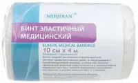 Упаковка 4 шт. Бинт медицинский эластичный 4 м х 10 см с 2 застежками MERIDIAN