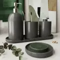 Набор аксессуаров Bordeaux : дозатор, мыльница, стакан, контейнер и поднос, темно-серый глянцевый