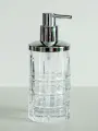 Дозатор для жидкого мыла, блестящий хром, толстое граненое стекло, 350 мл