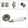 Комплект ручек для дверей Adden Bau PORCELLANA_V214_AGED_SILVER_MAGWC_CL, состаренное серебро (ручка+завертка WC+магнитный замок+2 универсальные петли)
