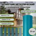 Штакетник SHEV-STONE, металлический, радиус, 1,7м, морская волна, 20шт