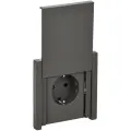 Розетка силовая штепсельная IEK / ИЭК FORTE&PIANO FP321, одноместная 16А 250В IP44, серый, с заземлением, защитными шторками и крышкой, винтовое крепление, FP-R16-16-44-K03