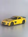 Машинка инерционная Mercedes SLS AMG, желтая, металлическая, модель 1:24, свет/звук/гудок