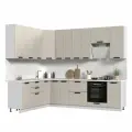 Кухонный гарнитур угловой, без столешницы, Пасаденна h=2370мм, 200х280см Белый / Шелковый Камень