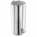 Урна для мусора с педалью 50 литров, усиленное, кольцо под мешок, хром, нержавеющая сталь, титан