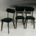 Стулья для кухни SAYMAN 3 шт, деревянные со спинкой, Черный велюр