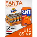 Fanta Orange, 0.185 л, 15 шт, банка (газированный напиток Фанта Апельсин, классический вкус, мини, жб)