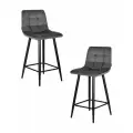 Набор 2 шт. Стул полубарный DOBRIN OLIVIA, LML-8078-1, черные матовые ножки, темно-серый велюр (108-91)