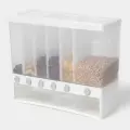 Контейнер с дозатором для сыпучих продуктов, 6 ячеек, 39×14,5×32 см, цвет белый