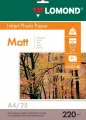 Фотобумага Lomond A4, для струйной печати, 25л, 220г/м2, белый, покрытие матовое /матовое [0102148]
