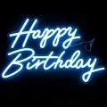 Световая надпись на подложке Happy Birthday, 35*57 см. Голубой, 1 шт.