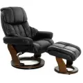 Кресло реклайнер FALTO Lux (оттоманка, натуральная кожа, черный)