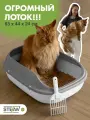 Лоток для кошек с высокими бортами STEFAN, большой (ХL) 63х45х21, белый, BP29010