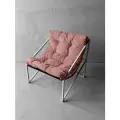 Кресло мягкое удобное для отдыха, уличное, на балкон, на веранду, в стиле лофт, минимализм, Слэш + велюр розовый