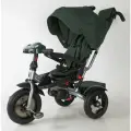 Велосипед трехколесный детский Tech Team LUXURY с поворотным сиденьем, с ручкой для родителей, велосипед-коляска, складная крыша, 3 угла наклона спинки, надувные колеса 12 и 10 дюймов
