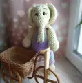 Мягкая вязаная плюшевая игрушка слон, светло-желтый, 42 см, вязаный, ручная работа