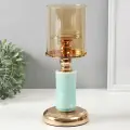 Подсвечник на 1 свечу Валери, 12x12x28.5 см, цвет: бирюзовый