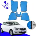 Автомобильные коврики EVA/ЕВА/ЭВА для Skoda Fabia 2 (MK2) Шкода Фабия МК2 2007-2014 василек черный